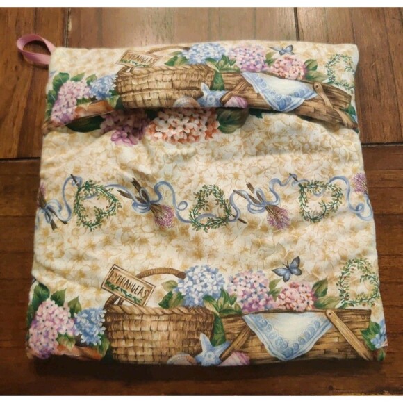 Handmade Microwave Baked Potato Bag Pouch With Baskets Flowers 9x9" - Picture 2 of 5